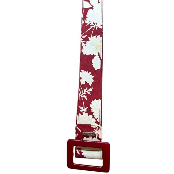 Vintage Retro Calvin Klein Red Floral Belt - Size Large 37” Long - Picture 3 of 7